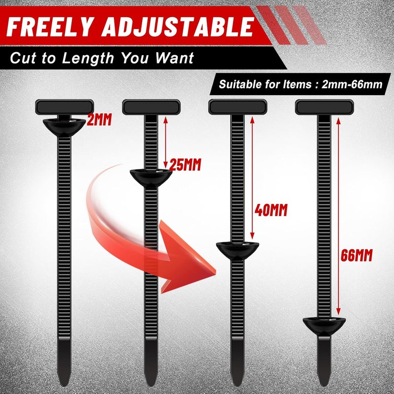 CRAZYTHUR 300Pcs Nylon Universal Cable Tie Buckle for Car，Self-Locking T Rivet Auto Cable Tie Kit | Multifunctional Fastener Tool with Grip for Car Bumper, Fender Liner, Door Panel - Image 5